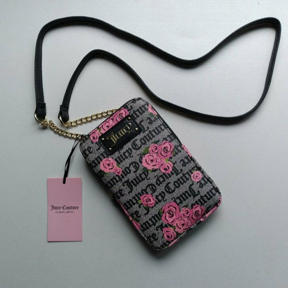 Juicy Couture Wallet Women Pink Black Bloom Black Furget Cellie Cartera Mujer